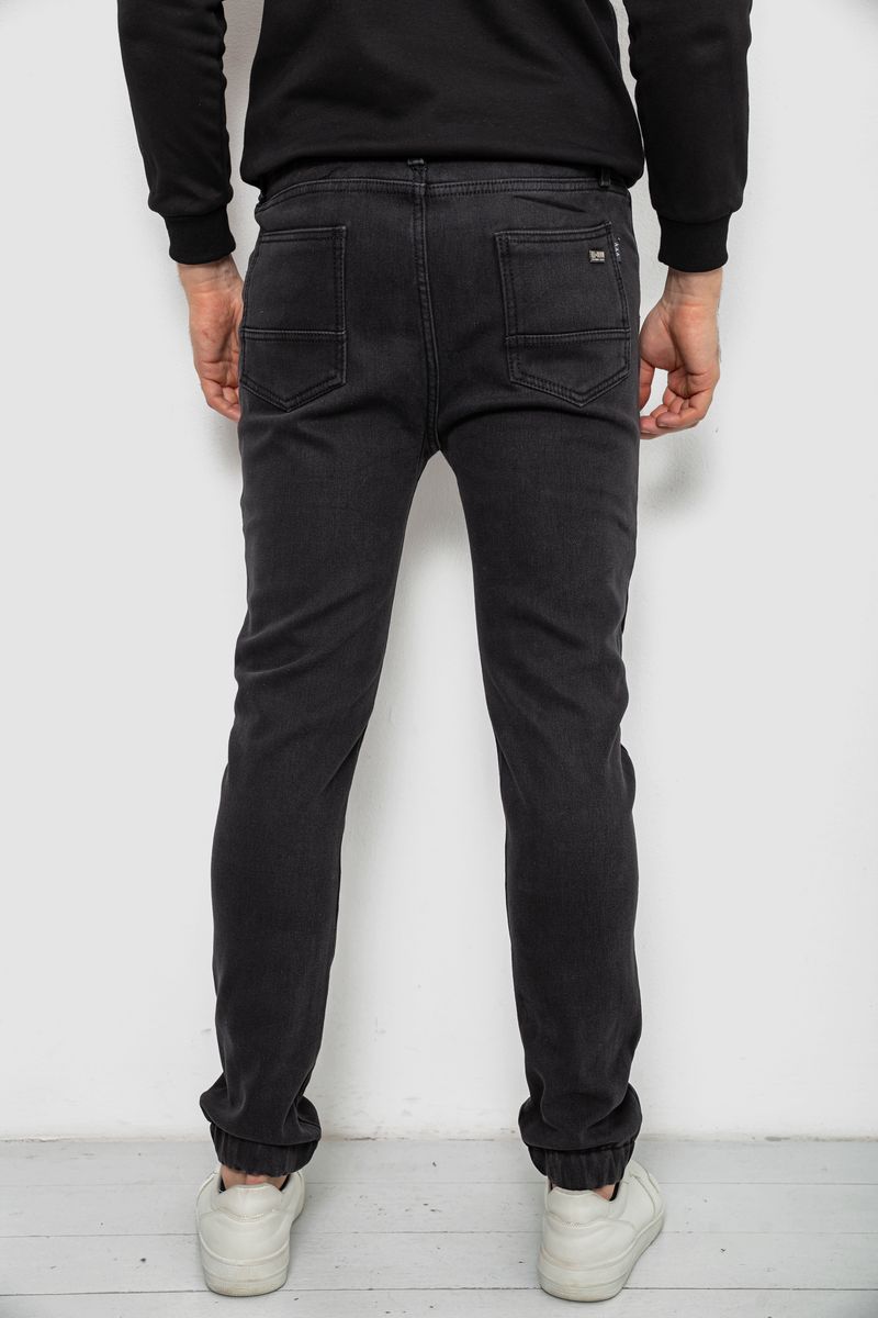 Джинсы мужские на резинке утепленные, цвет черный, 244R666 — изображение 4