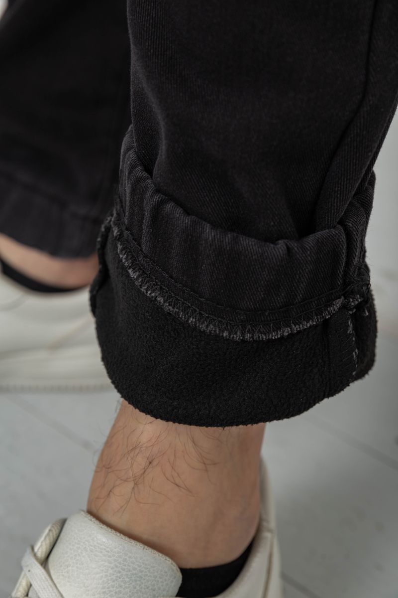 Джинсы мужские на резинке утепленные, цвет черный, 244R666 — изображение 6