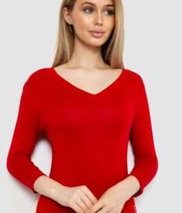 Женский лонгслив укороченный с рукавом 3/4, цвет бордовый, 186R508