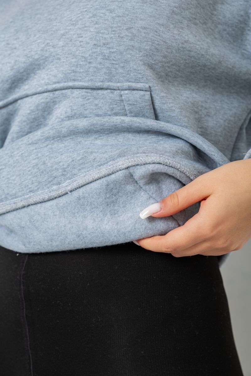 Худи женский на флисе, цвет светло-серый, 177R057 — изображение 7