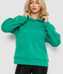 Худи женский на флисе, цвет зеленый, 177R057