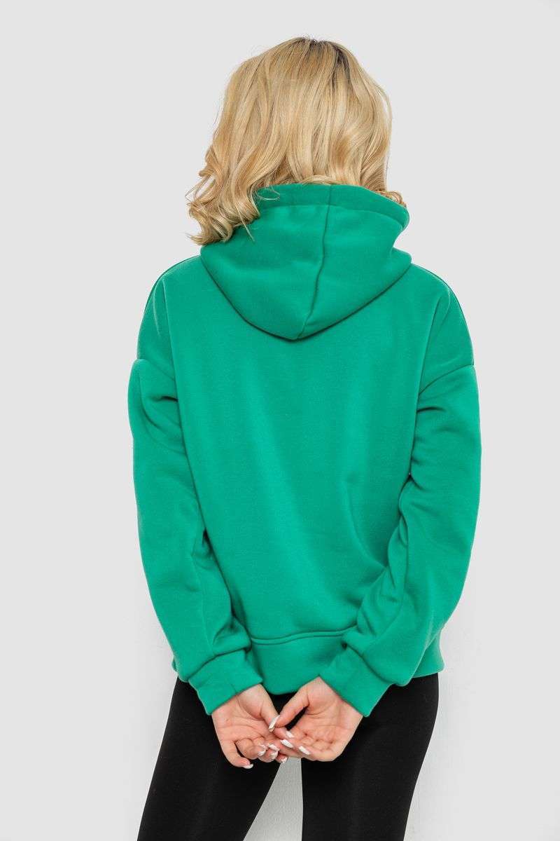 Худи женский на флисе, цвет зеленый, 177R057 — изображение 4