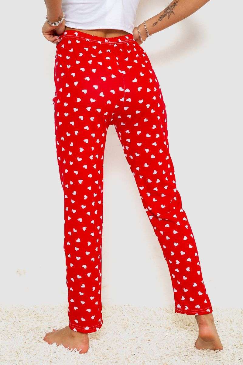 Штаны женские домашние, цвет красный, 238R57854-1 — изображение 4