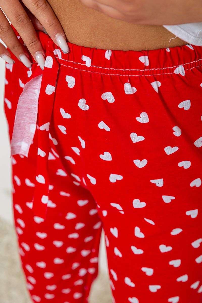 Штаны женские домашние, цвет красный, 238R57854-1 — изображение 5