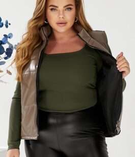 Жилет женский демисезонный экокожа, цвет коричневый, 257R65