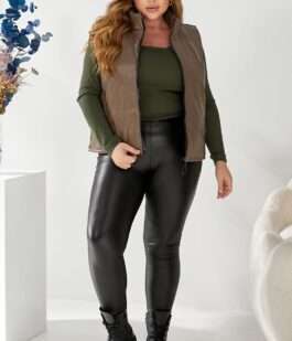 Жилет женский демисезонный экокожа, цвет коричневый, 257R65