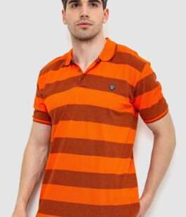 Поло мужское в полоску, цвет оранжевый, 214R6187
