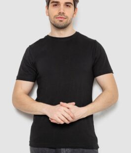 Футболка мужская однотонная базовая, цвет черный, 244R2408
