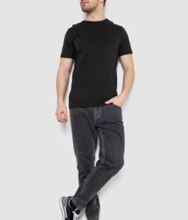 Футболка мужская однотонная базовая, цвет черный, 244R2408