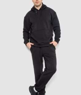 Спорт костюм мужской на флисе, цвет черный, 190R235