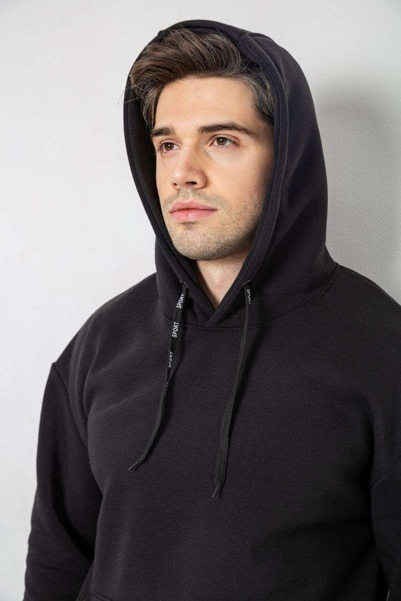 Спорт костюм мужской на флисе, цвет черный, 190R235 — изображение 5