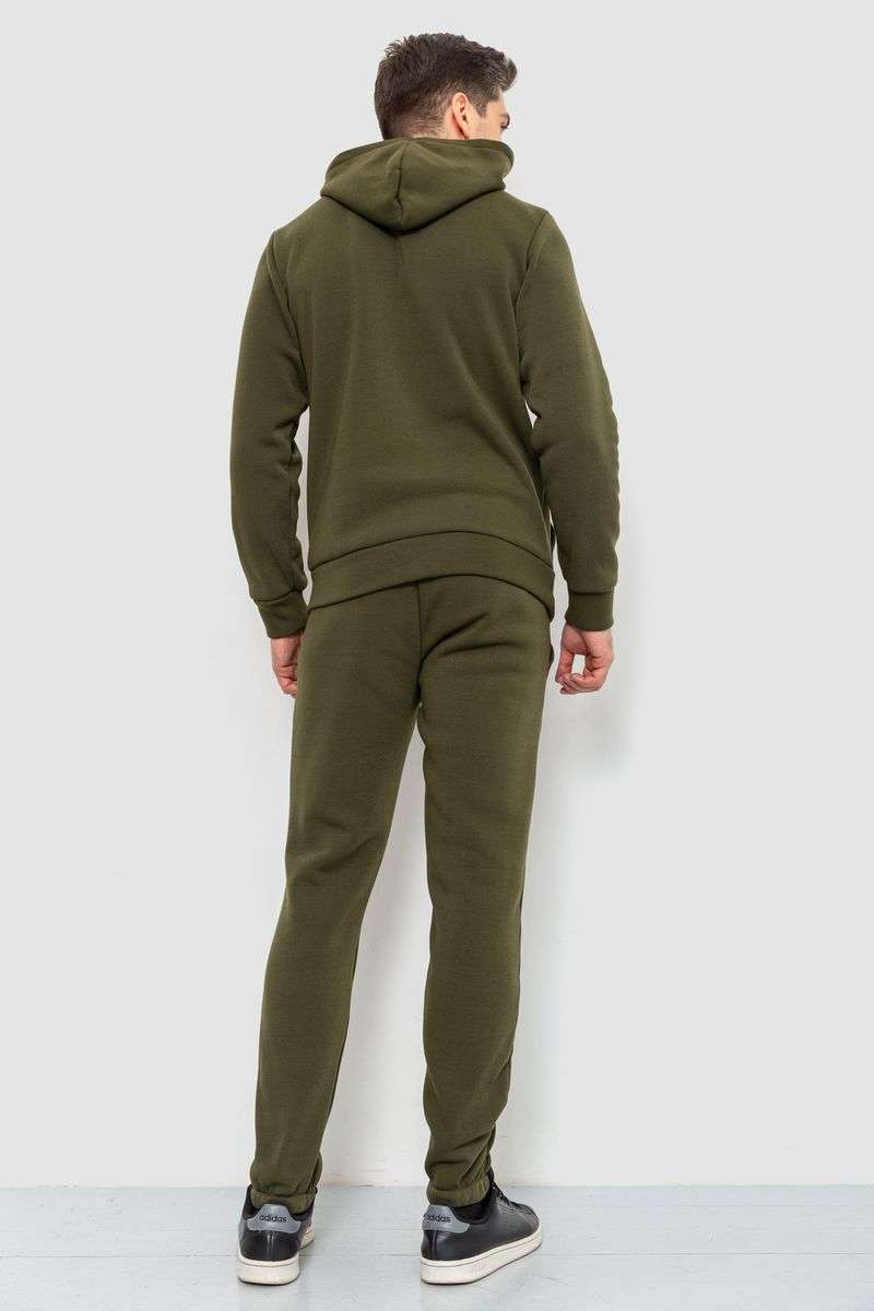 Спорт костюм мужской на флисе, цвет темно-зеленый, 190R235 — изображение 4