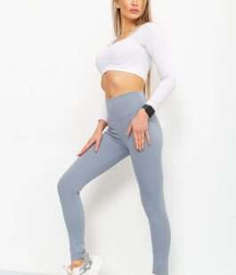 Лосины в рубчик, цвет светло-серый, 221R003