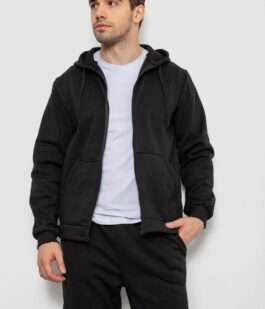 Спортивный костюм мужской на флисе, цвет черный, 238R58692