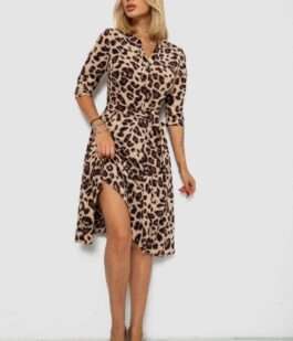 Платье софт с принтом, цвет бежево-коричневый, 230R1011-7