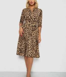 Платье софт с принтом, цвет бежевый, 230R1011-7