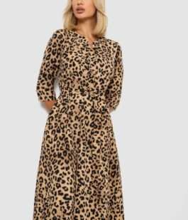 Платье софт с принтом, цвет бежевый, 230R1011-7