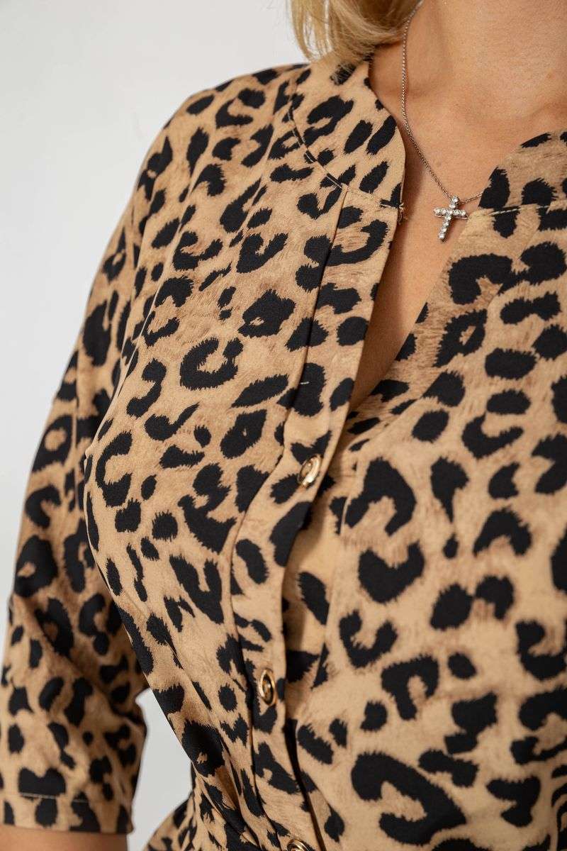 Платье софт с принтом, цвет бежевый, 230R1011-7 — изображение 5