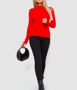 Водолазка женская в рубчик, цвет красный, 204R9029