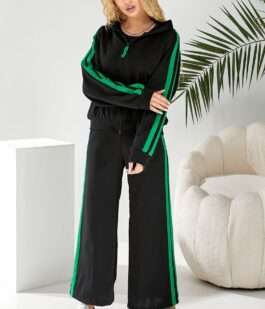 Спортивный костюм женский, цвет черно-зеленый, 257R331