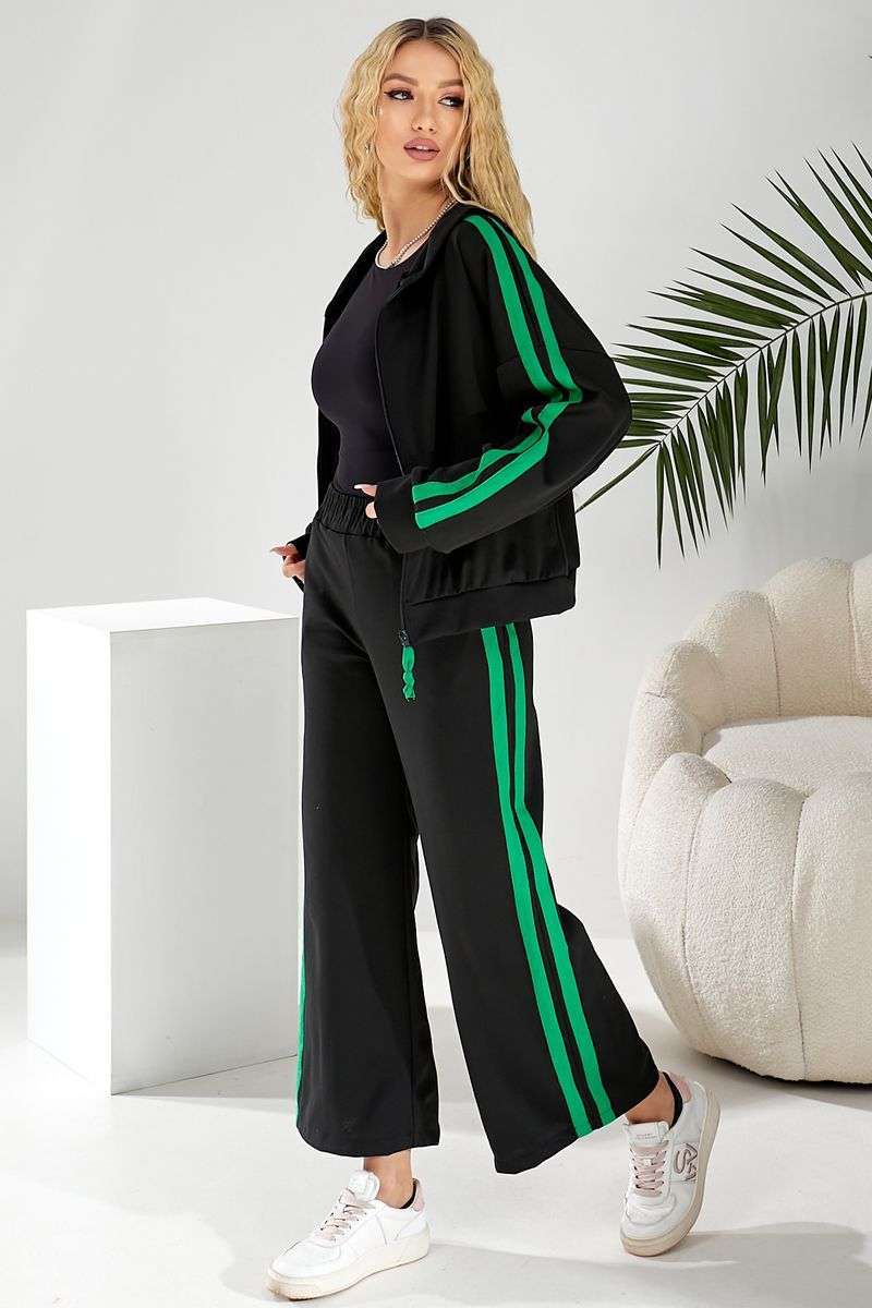 Спортивный костюм женский, цвет черно-зеленый, 257R331 — изображение 4