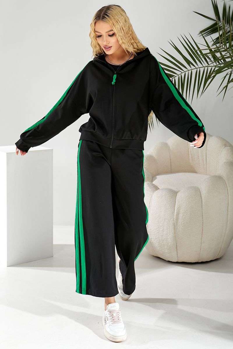 Спортивный костюм женский, цвет черно-зеленый, 257R331 — изображение 6
