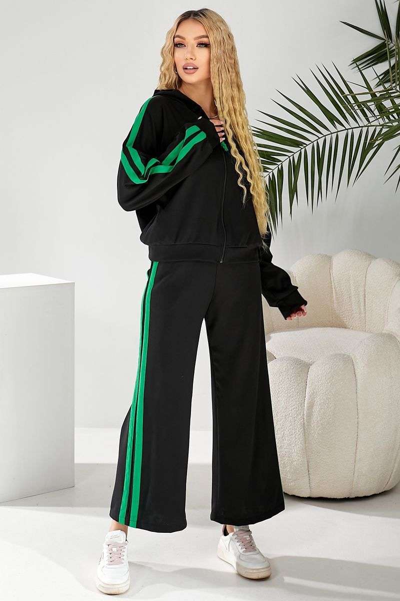 Спортивный костюм женский, цвет черно-зеленый, 257R331 — изображение 7