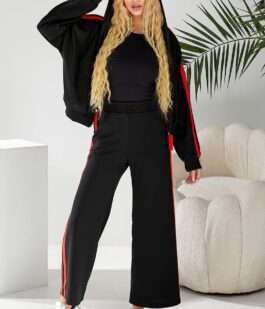 Спортивный костюм женский, цвет черно-красный, 257R331