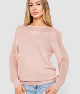 Кофта женская с манжетами, цвет пудровый, 244R999