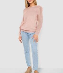 Кофта женская с манжетами, цвет пудровый, 244R999