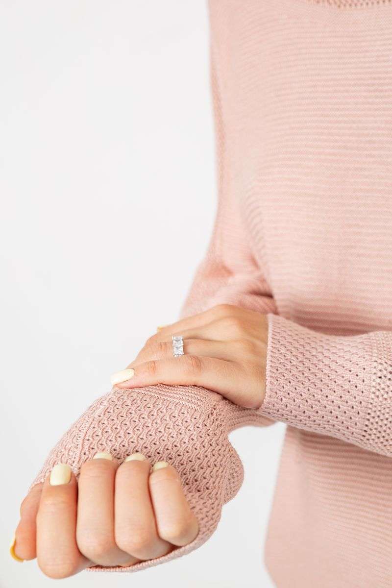 Кофта женская с манжетами, цвет пудровый, 244R999 — изображение 5