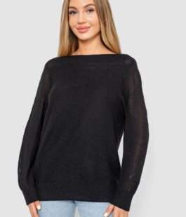 Кофта женская с манжетами, цвет черный, 244R999
