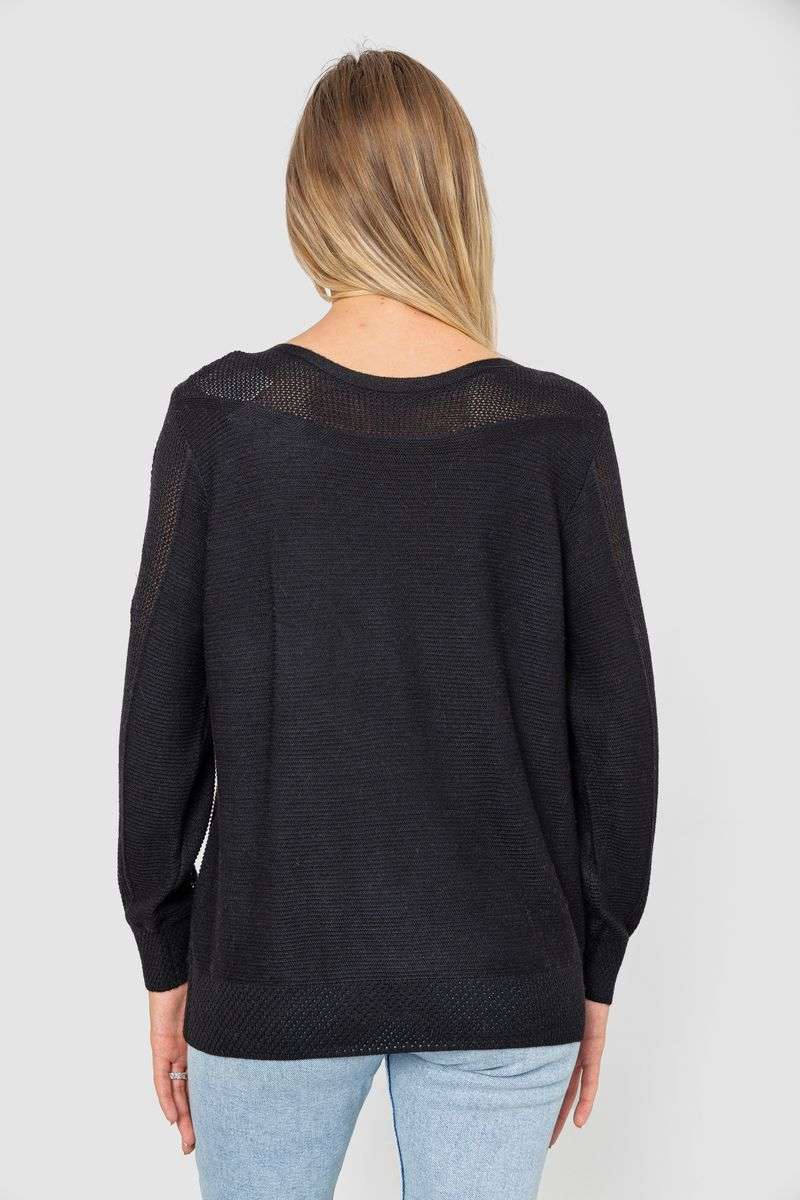 Кофта женская с манжетами, цвет черный, 244R999 — изображение 4