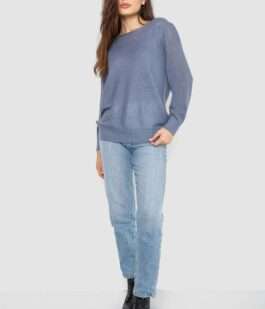 Кофта женская с манжетами, цвет джинс, 244R999