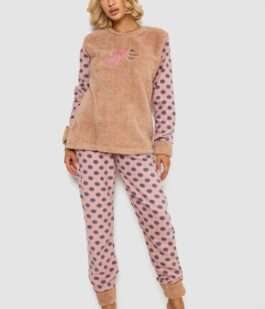 Пижама женская махра, цвет бежевый, 238R9362