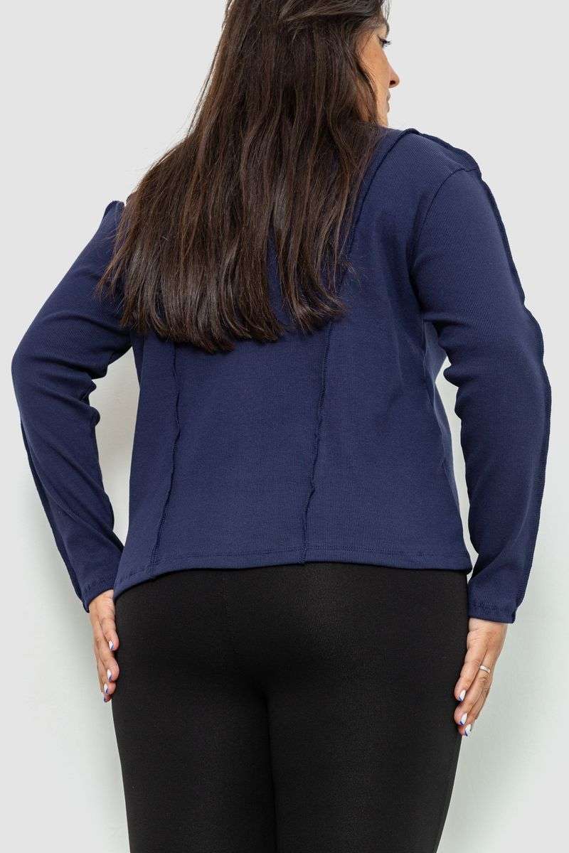 Лонгслив женский в рубчик, цвет синий, 102R325-1 — изображение 4