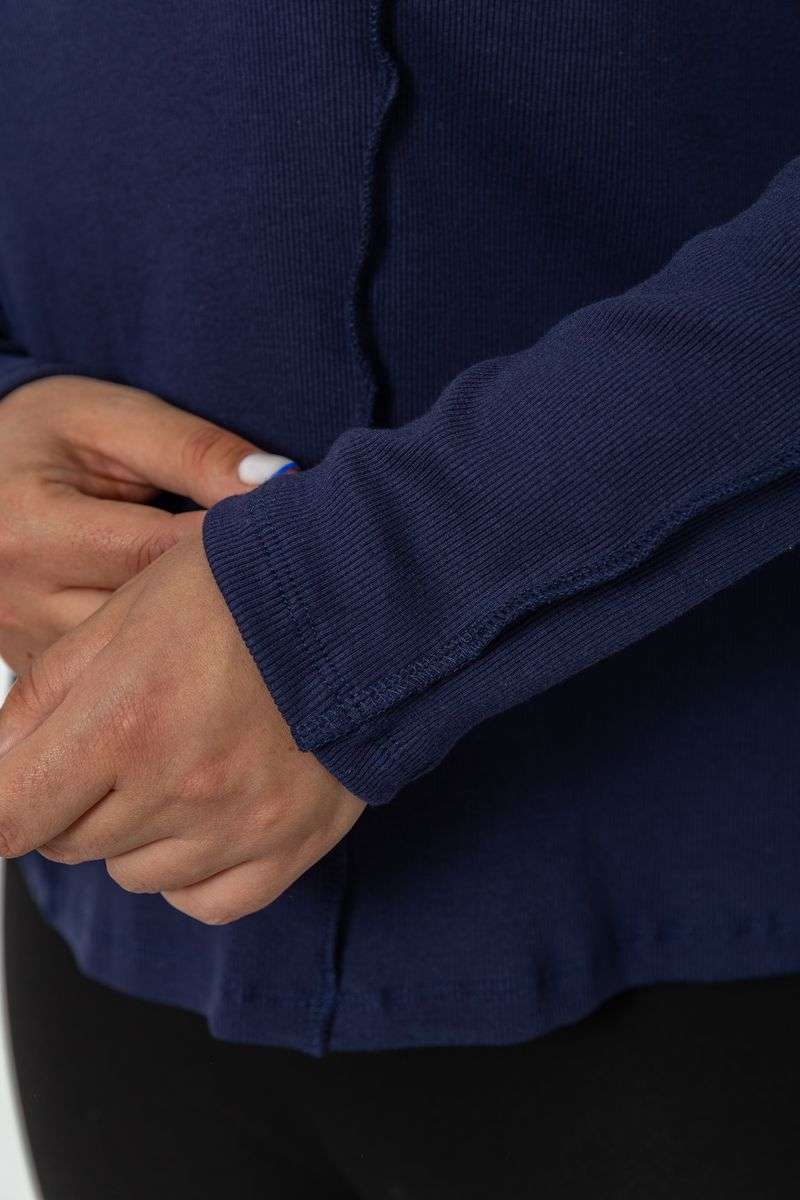 Лонгслив женский в рубчик, цвет синий, 102R325-1 — изображение 5