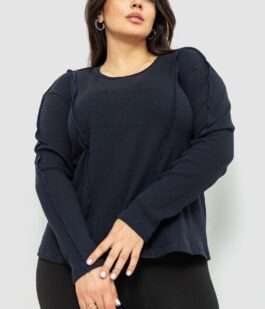 Лонгслив женский в рубчик, цвет темно-синий, 102R325-1