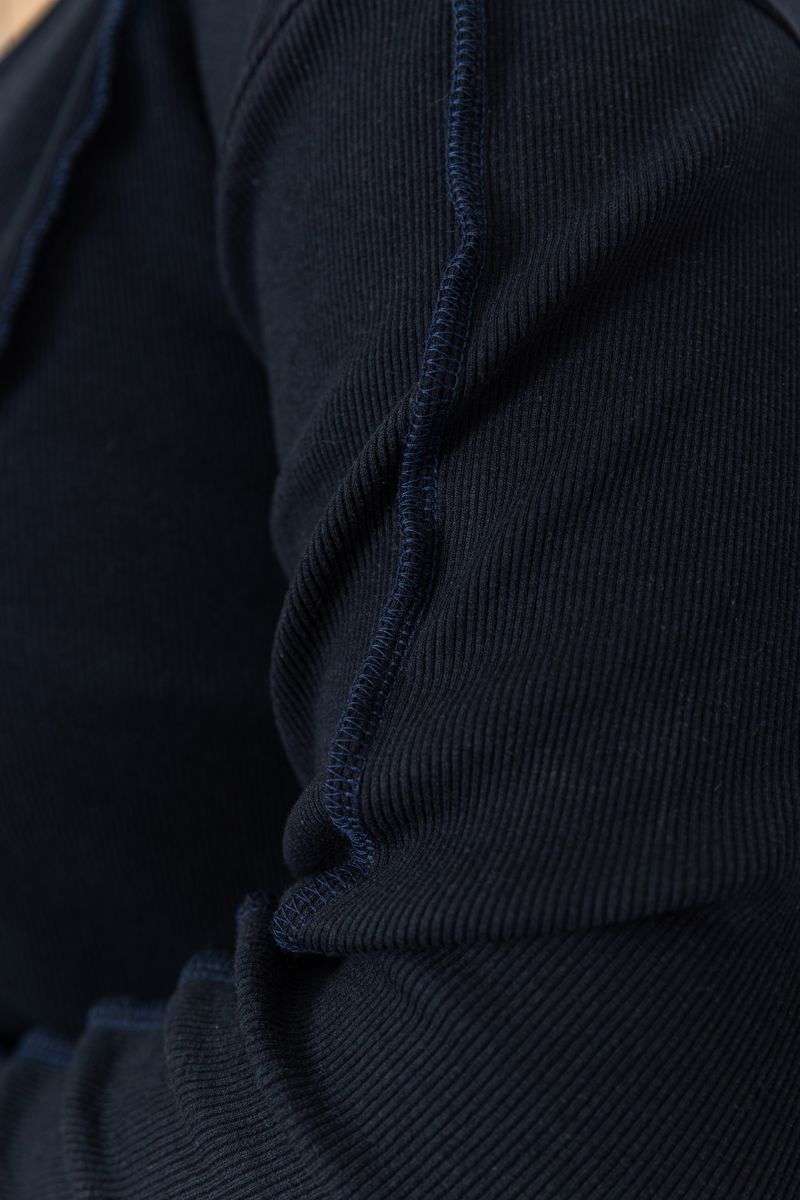 Лонгслив женский в рубчик, цвет темно-синий, 102R325-1 — изображение 5