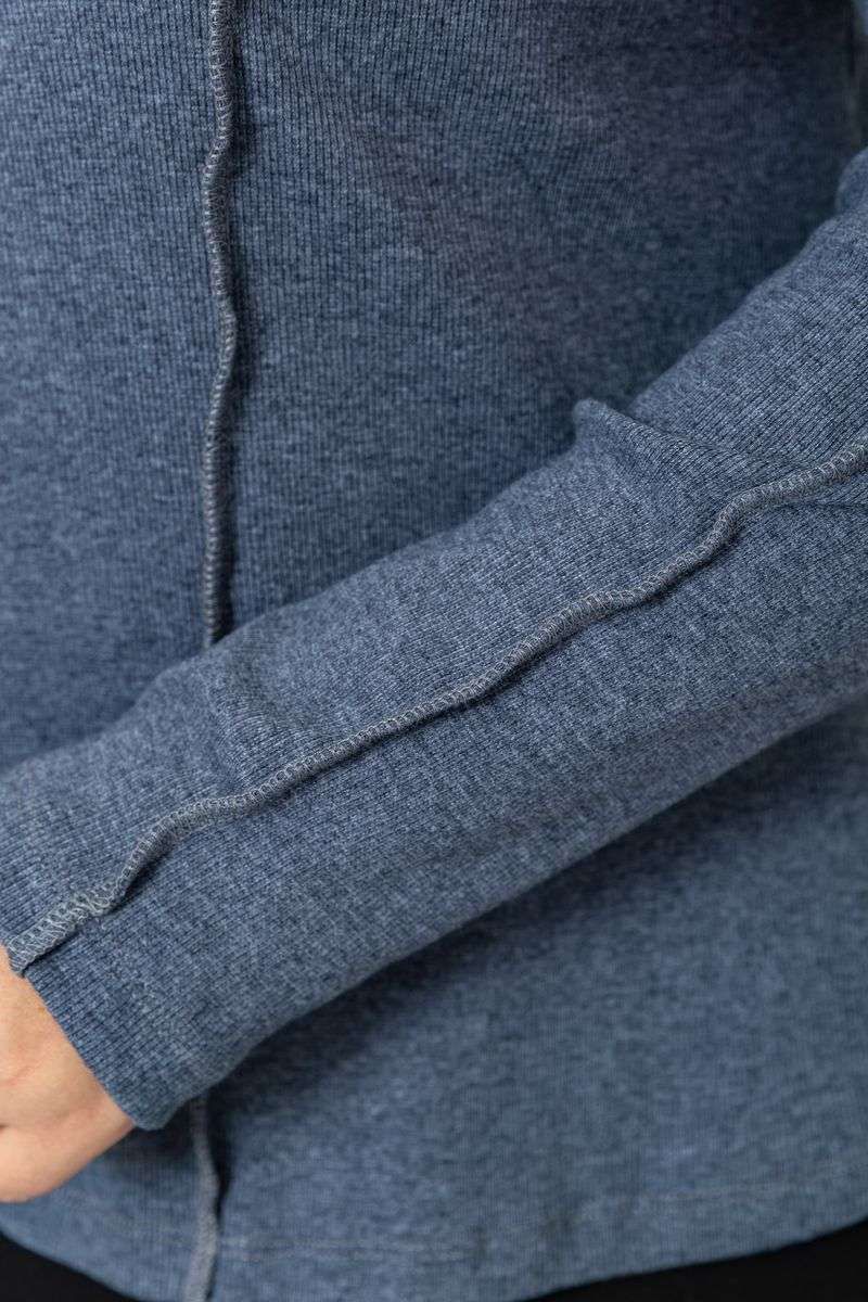 Лонгслив женский в рубчик, цвет темно-серый, 102R325-1 — изображение 5