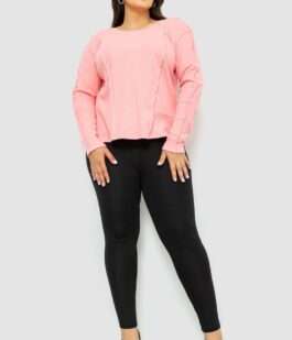 Лонгслив женский в рубчик, цвет розовый, 102R325-1