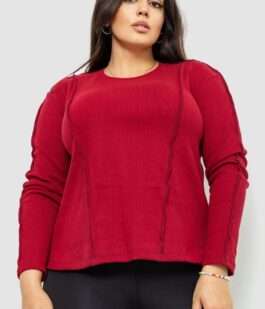 Лонгслив женский в рубчик, цвет бордовый, 102R325-1