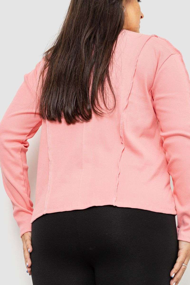 Лонгслив женский в рубчик, цвет розовый, 102R325-1 — изображение 4