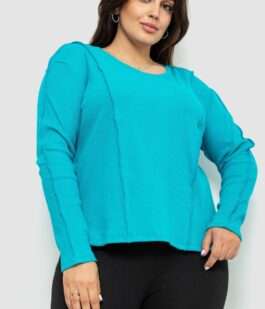 Лонгслив женский в рубчик, цвет бирюзовый, 102R325-1