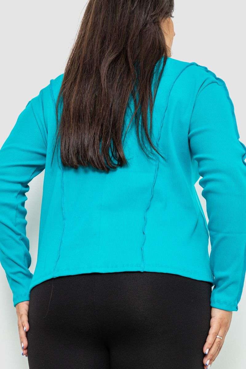 Лонгслив женский в рубчик, цвет бирюзовый, 102R325-1 — изображение 4