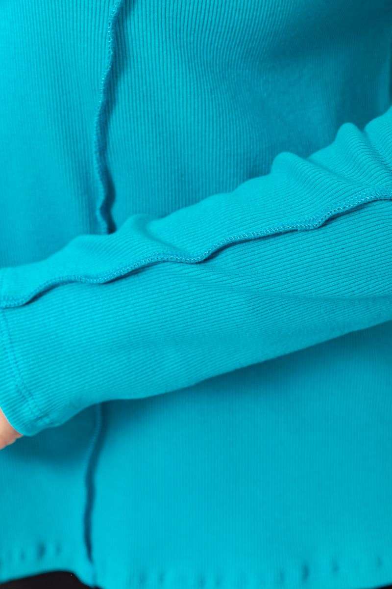 Лонгслив женский в рубчик, цвет бирюзовый, 102R325-1 — изображение 5