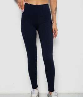 Лосины однотонные в рубчик утепленные на флисе, цвет синий, 238R605