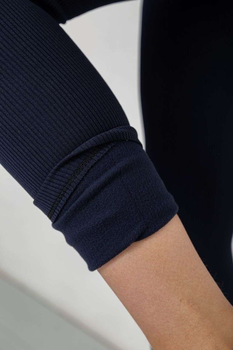 Лосины однотонные в рубчик утепленные на флисе, цвет синий, 238R605 — изображение 6