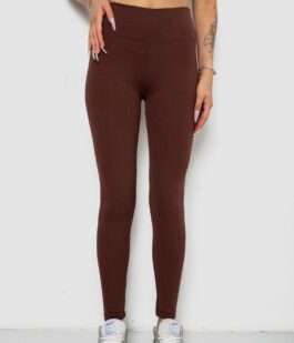 Лосины однотонные в рубчик утепленные на флисе, цвет шоколадный, 238R605