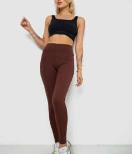 Лосины однотонные в рубчик утепленные на флисе, цвет шоколадный, 238R605